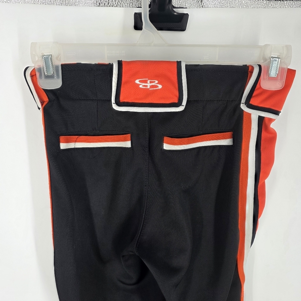 Boombah Softball Pants Mens Womens 28 Black Orange White Striped Padded Athletic - Picture 3 of 9